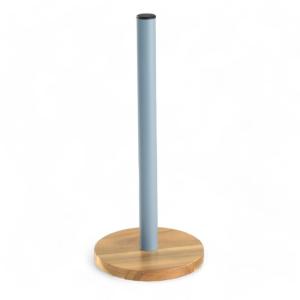Dérouleur essuie-tout en bois et métal  15x34cm Bleu