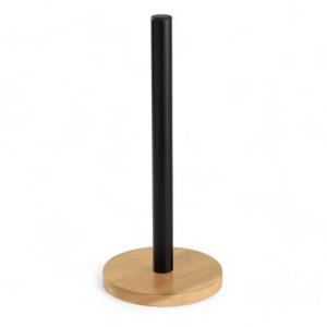 Dérouleur essuie-tout en bois et métal  15x34cm Noir