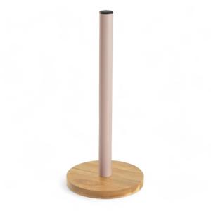Dérouleur essuie-tout en bois et métal  15x34cm Rose