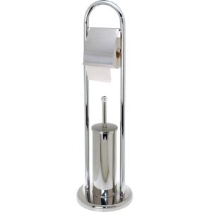Dérouleur papier WC   brosse WC sur pied métal chromé