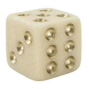 Dés en résine beige et or 8x8x8 cm