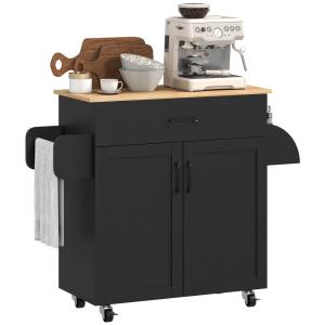 Dessert îlot de cuisine multi-rangements en bois noir