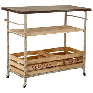 Desserte en bois et métal avec 3 plateaux 104,14x43,82x88,9…