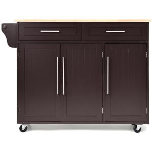 Desserte îlot de cuisine à roulettes en bois marron 122x46x…
