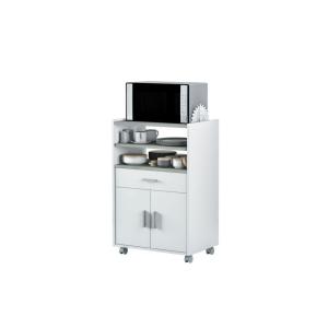 Desserte micro-ondes blanc/béton L59cm x H92cm
