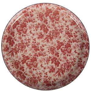 Dessous de verre rond métal fleuri rouge et rose 11x11x1cm