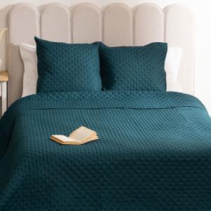 Dessus de lit à motifs ton sur ton polyester bleu canard 26…