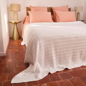 Dessus de lit en coton 180 x 250 cm blanc