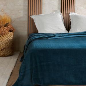 Dessus De Lit en Polyester bleu 180x240 cm