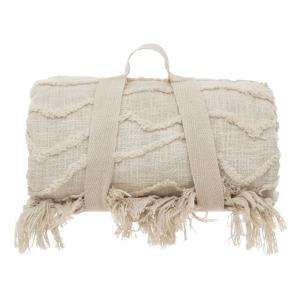 Dessus de lit tufté style bohème coton beige 260x240 cm