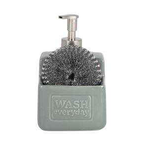 Distributeur de savon et porte-éponge en dolomite bleue