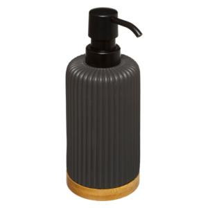 Distributeur de savon noir et bambou - 7x18cm