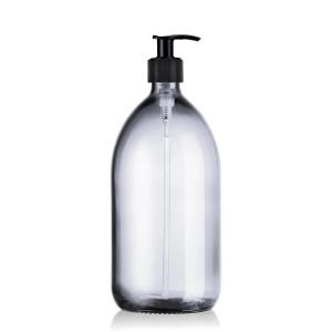 Distributeur de savon rechargeable 1L en verre pompe noire