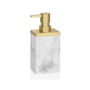 Distributeur de savon résine effet marbre blanc et métal do…