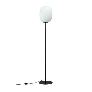 DL39 - Lampadaire en verre et métal noir mat, h 150 cm d 25…
