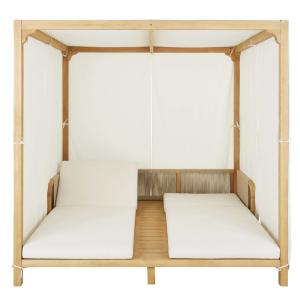 Double bain de soleil à baldaquin professionnel en bois d'e…