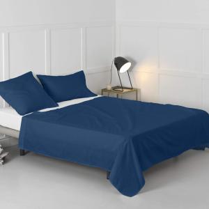 Drap 100% Coton Bleu marine 160x270 cm