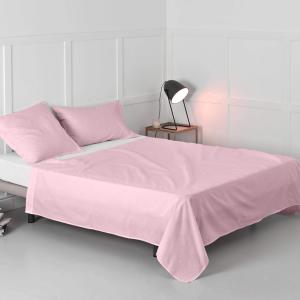 Drap 100% Coton Rose pâle 210x270 cm