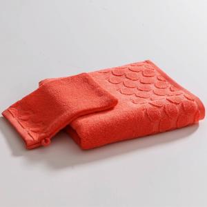 Drap de bain 100x150 orange corail en coton 500 g/m²