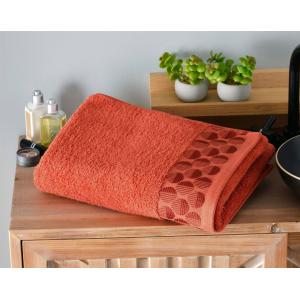 Drap de bain 100x150 orange terracotta en coton 450 g/m²