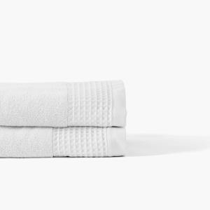 Drap de bain bouclette de coton bio bouclette uni blanc 70x…