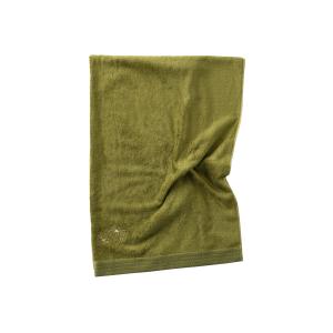 Drap de bain coton bouclette brodé jacquard vert 70x120