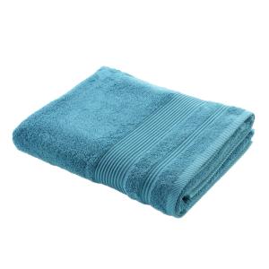 Drap de bain en éponge unie bleu paon 90 x 150 cm