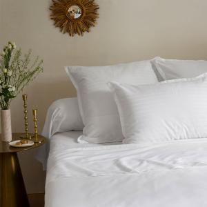 Drap de lit  jacquard pois et rayures  blanc 180 x 290 cm