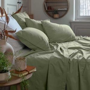 Drap de lit pur coton lavé biologique  vert 240 x 300 cm