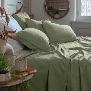 Drap de lit pur coton lavé biologique  vert 270 x 300 cm