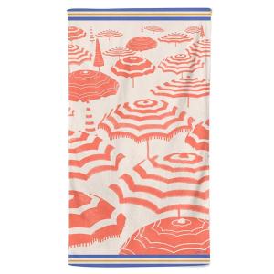 Drap de plage en coton orange rose et bleu 100x180