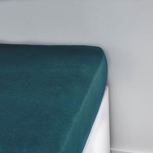 Drap housse 1 personne jersey uni  90x190 cm Bleu