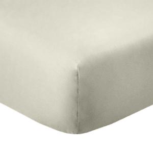 Drap housse 1 place coton beige ivoire 90x190 cm