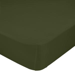 Drap-housse 100% Coton Olive verte 140x200x32 cm