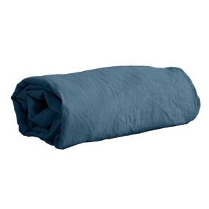 Drap housse 100% microfibre lavée bleu nuit 140 x 190 cm