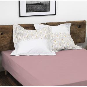 Drap housse 140x190   30 cm percale rose poudré