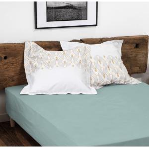 Drap housse 140x190   30 cm percale vert d'eau