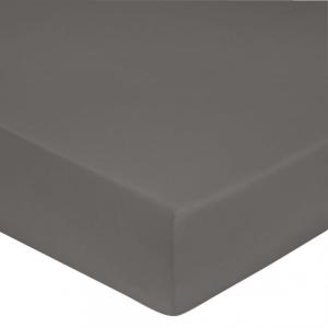 Drap housse 140x190 cm satin de coton gris