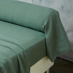 Drap-housse 140x190x28 vert céladon en coton