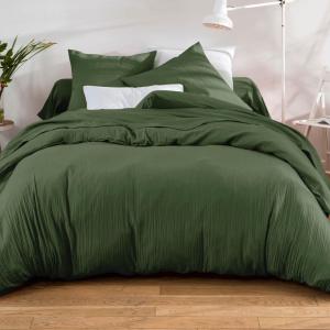 Drap-housse 140x190x28 vert kaki en coton