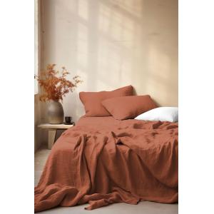 Drap housse 160x200 30 gaze de coton terra cotta