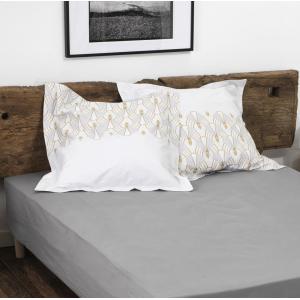 Drap housse 180x200   30 cm percale gris clair