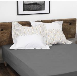 Drap housse 180x200   30 cm percale gris foncé