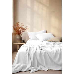 Drap housse 180x200 30 en gaze de coton Blanc himalaya