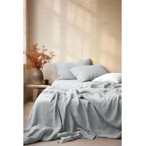 Drap housse 180x200 30 en gaze de coton gris glacier