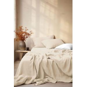 Drap housse 180x200 30 gaze de coton beige butternut