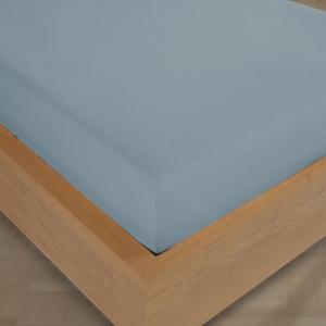 Drap housse 180x200 cm Flanelle de coton bleu