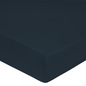 Drap housse 180x200 cm satin de coton bleu