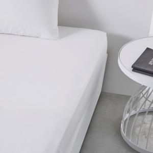 Drap housse 2 personnes uni coton  140x190 cm Blanc