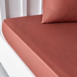 Drap housse 2 personnes uni coton  140x190 cm Rouge